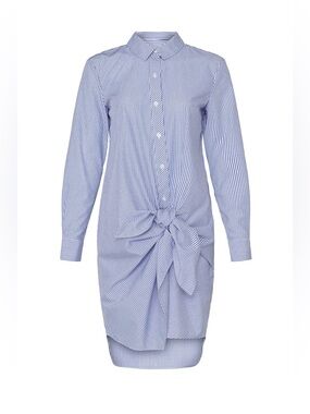 Thakoon X RTR Addition Striped Knot Detail Shirt Dress in white and blue size 12